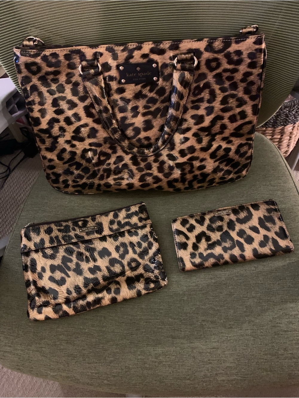 kate spade Leopard-Print Tote with Two Matching Pouches - black and brown